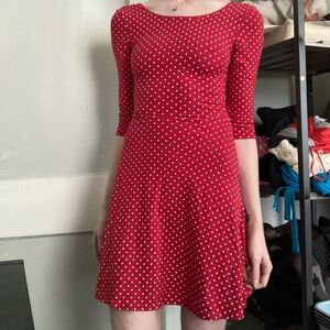 XS Rue 21 Red Sleeved Polka Dot Dress